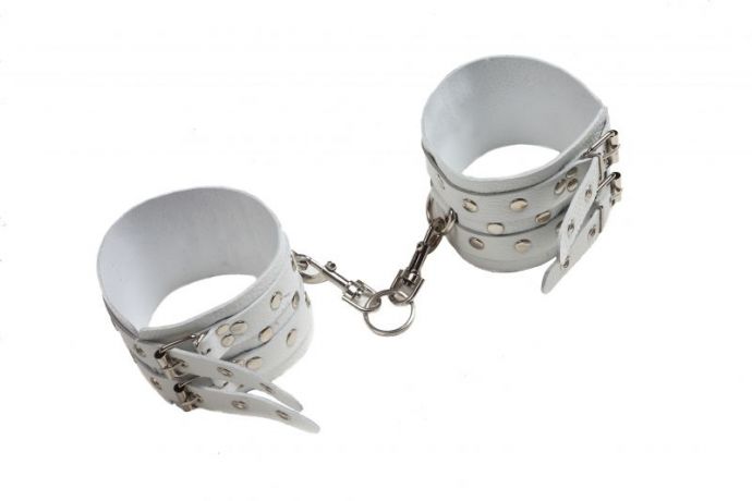 Оковы Leather Double Fix Leg Cuffs, White