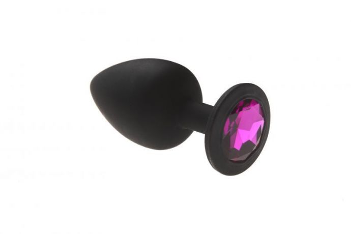 Анальная пробка, Black Silicone Amethyst, L