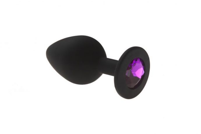 Анальная пробка, Black Silicone Amethyst, M