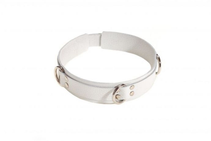 Ошейник Slave leather collar, White