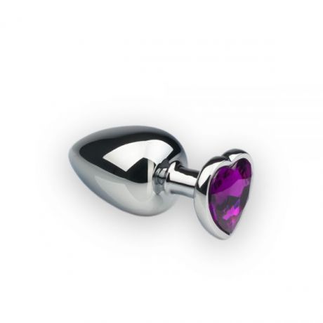 Анальная пробка, Silver Heart Amethyst, L