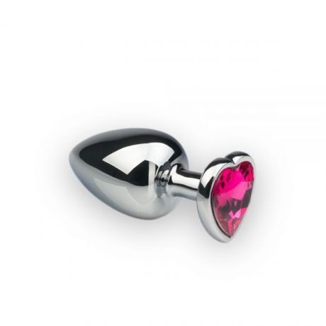 Анальная пробка, Silver Heart Pink-Rhodolite, L