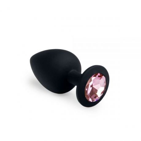 Анальная пробка, Black Silicone Pink Topaz, L