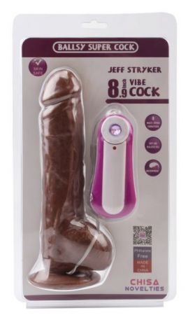 Вибромассажер JEFF STRYKER 8.9" Vibrating Dildo, Brown