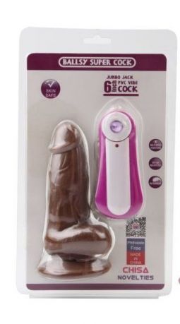 Вибромассажер JUMBO JACK 6" Vibrating Dildo, Brown