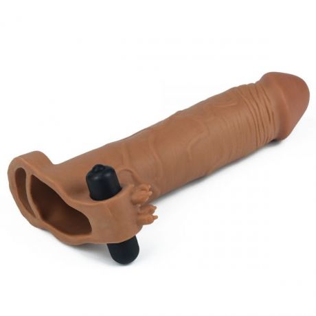 Насадка с вибрацией Add 3" Vibrating Penis Sleeve, Brown