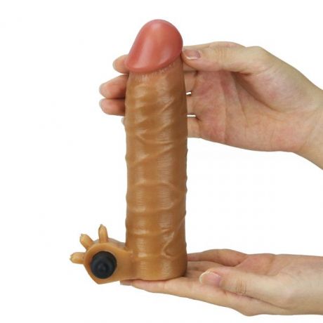 Насадка с вибрацией Add 1.5" Vibrating Silicone Extender, Brown