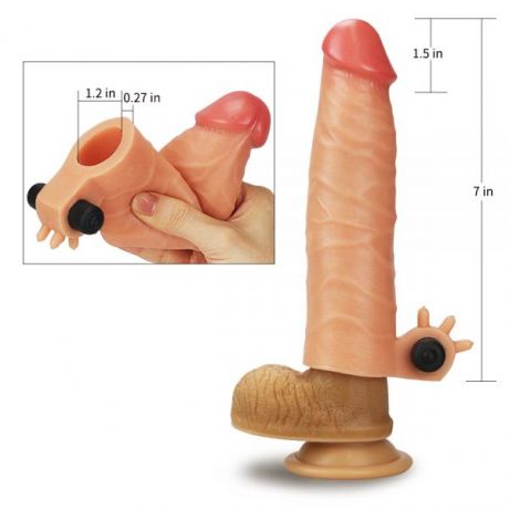 Насадка с вибрацией Add 1.5" Vibrating Silicone Extender, Flesh