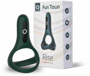 Двойное эрекционное кольцо Magic Motion Fun Town Rise Turquoise, управление со смартфона