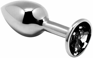 Металлическая анальная пробка с кристаллом Alive Mini Metal Butt Plug Black S