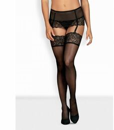 Чулки черные Obsessive Contica stockings L/XL