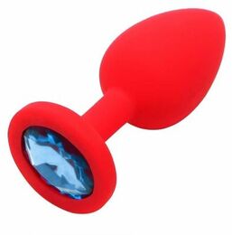 Анальная пробка Red Silicone Light Blue, M