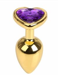 Анальная пробка Gold Metal Heart Dark Violet, S