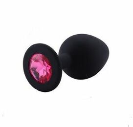 Анальная пробка Black Silicone Dark Pink, S