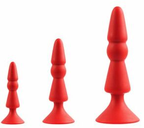 Набор анальных плагов MENZSTUFF 3-PIECE ANAL CONE SET RED