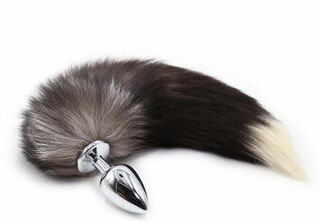 F61280 Анальная пробка с хвостом Енот, Raccoon Tail M