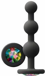 Анальная пробка с кристаллом GLAMS RIPPLE RAINBOW GEM BLACK