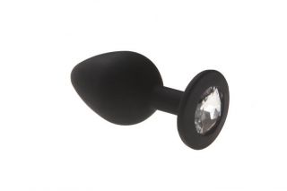 Анальная пробка, Black Silicone Diamond, M