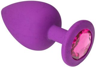 Анальная пробка, Purple Silicone Pink-Rhodolite, L