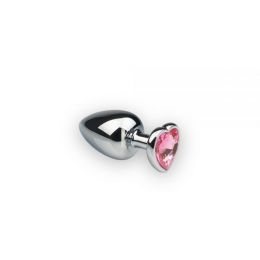 Анальная пробка, Silver Heart Pink Topaz, S