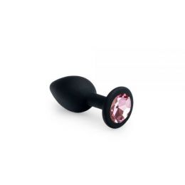 Анальная пробка, Black Silicone Pink Topaz, S