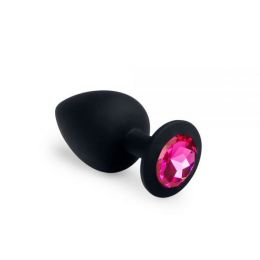 Анальная пробка, Black Silicone Pink-Rhodolite, L