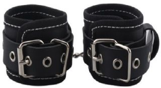 Наручники BDSM-NEW PVC Handcuffs Woven Belt Edge Sealing With Chain, Black