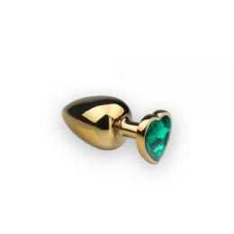 Анальная пробка, Gold Heart Emerald, M