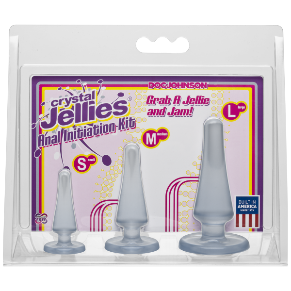 Набор анальных пробок Doc Johnson Crystal Jellies Anal - Clear, макс. диаметр 2см - 3см - 4см