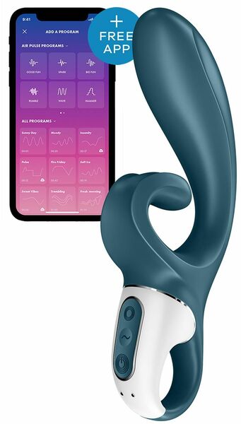 Смарт вибратор кролик Satisfyer Hug Me Bluegrey, 2 мотора, диаметр 4,2см, широкая клиторальная часть