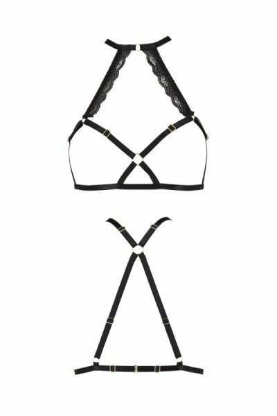 Портупея из стреп с кружевом LORRY BRA black L/XL - Passion Exclusive