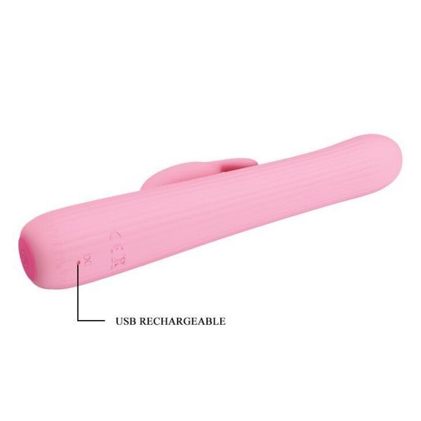 Вибромассажер с стимулятором клитора и ротацией JULIAN, Light Pink