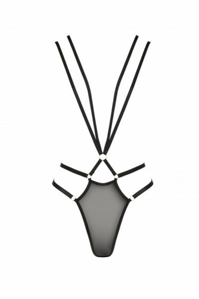 Открытое боди из стреп MEGGY black S/M - Passion Exclusive