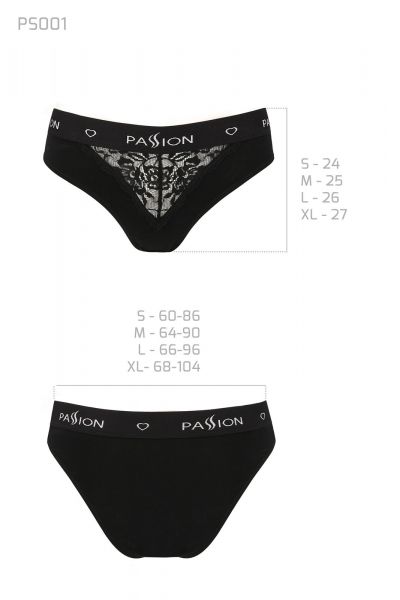 Трусики с широкой резинкой и кружевом Passion PS001 PANTIES black, size L