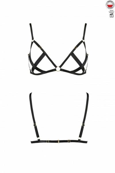 Открытый бюстгальтер-стрепы NICKY BRA black S/M - Passion Exclusive