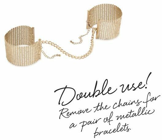 Наручники Bijoux Indiscrets Desir Metallique Handcuffs - Gold, металлические, стильные браслеты