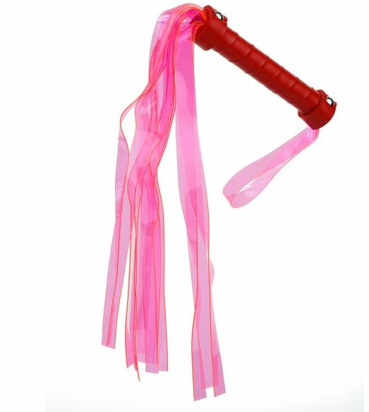 F61414 Плетка из экокожи c неоновыми хвостами FLOGGER PINK/RED