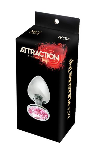 Металлическая анальная пробка с розовым кристаллом MAI Attraction Toys №74, длина 10см, диаметр 4см