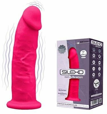 Фаллоимитатор с вибрацией SilexD Henry Vibro Pink (MODEL 2 size 7in), двухслойный, диаметр 4,4 см