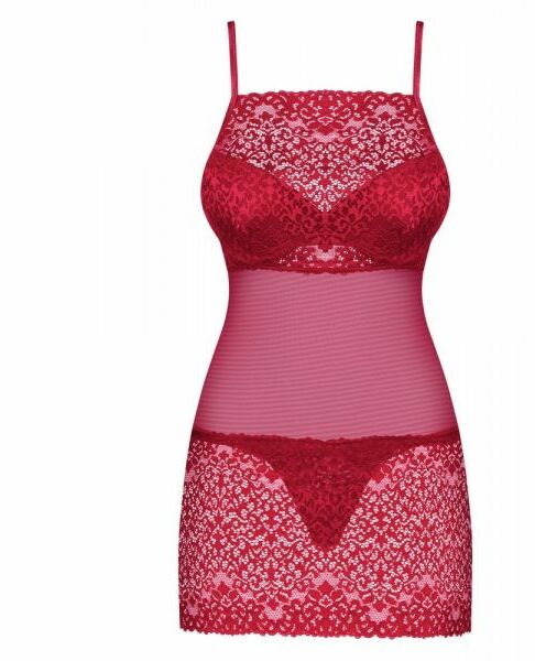 Cорочка Obsessive Lividia chemise & thong red S/M
