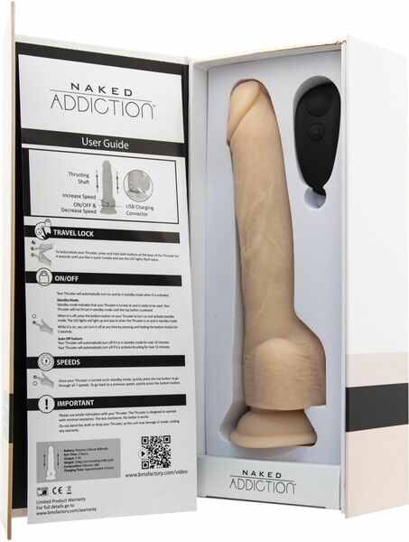 Фаллоимитатор ADDICTION - Naked - 9" Thrusting Dildo with Remote - Vanilla