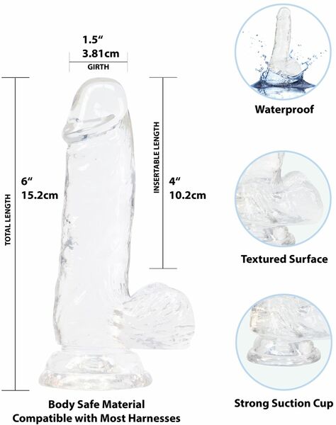 Фаллоимитатор ADDICTION - Crystal Clear Dildo with Balls - 6"