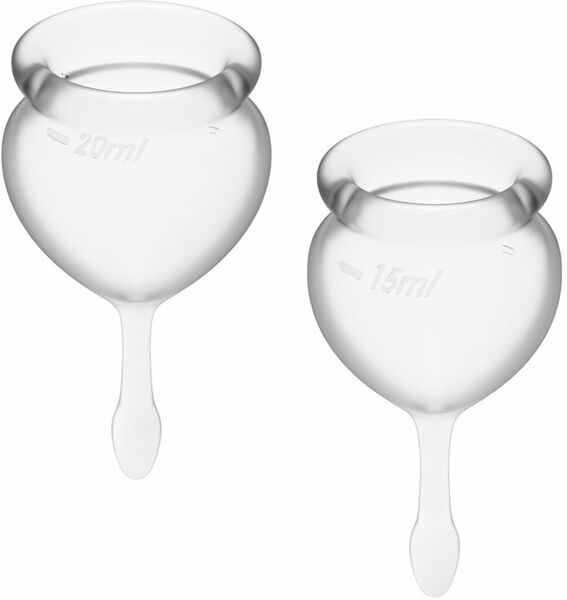 Набор менструальных чаш Satisfyer Feel Good (Transparent), 15мл и 20мл, мешочек для хранения