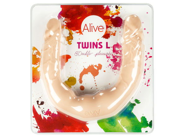 Фаллоимитатор двойной Alive Twins размер L, гибкий, диаметр 2,8см - 3,4см, длина 40см