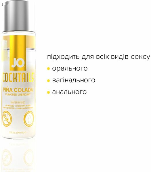Лубрикант на водной основе System JO Cocktails - PinaColada без сахара, растительный глицерин(60 мл)