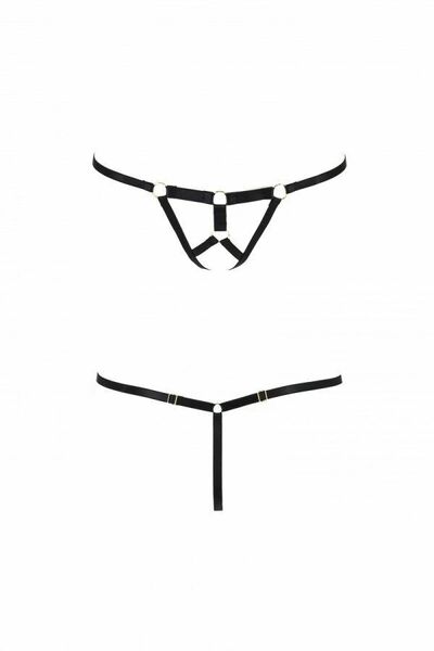 Трусики стринги из стреп ARMANDA THONG black XXL/XXXL - Passion Exclusive