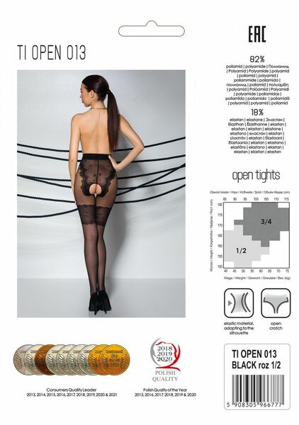 Колготки с открытым доступом Passion TIOPEN 013 black 1/2 (20/40 den), ажурные трусики и подвязки