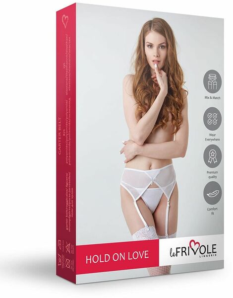 04983SM Пояс для чулок белый LeFrivole S/M