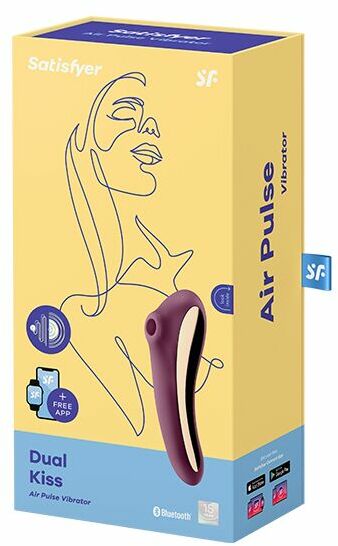 Вакуумный стимулятор с вибрацией Satisfyer Dual Kiss Wine Red