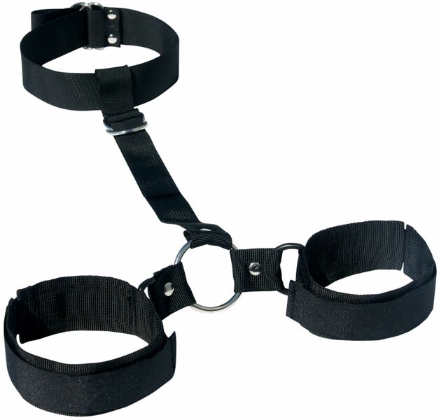 Ошейник с наручниками Sex and Mischief - Shadow Neck & Wrist Restraint, для рук и ног, тканевый